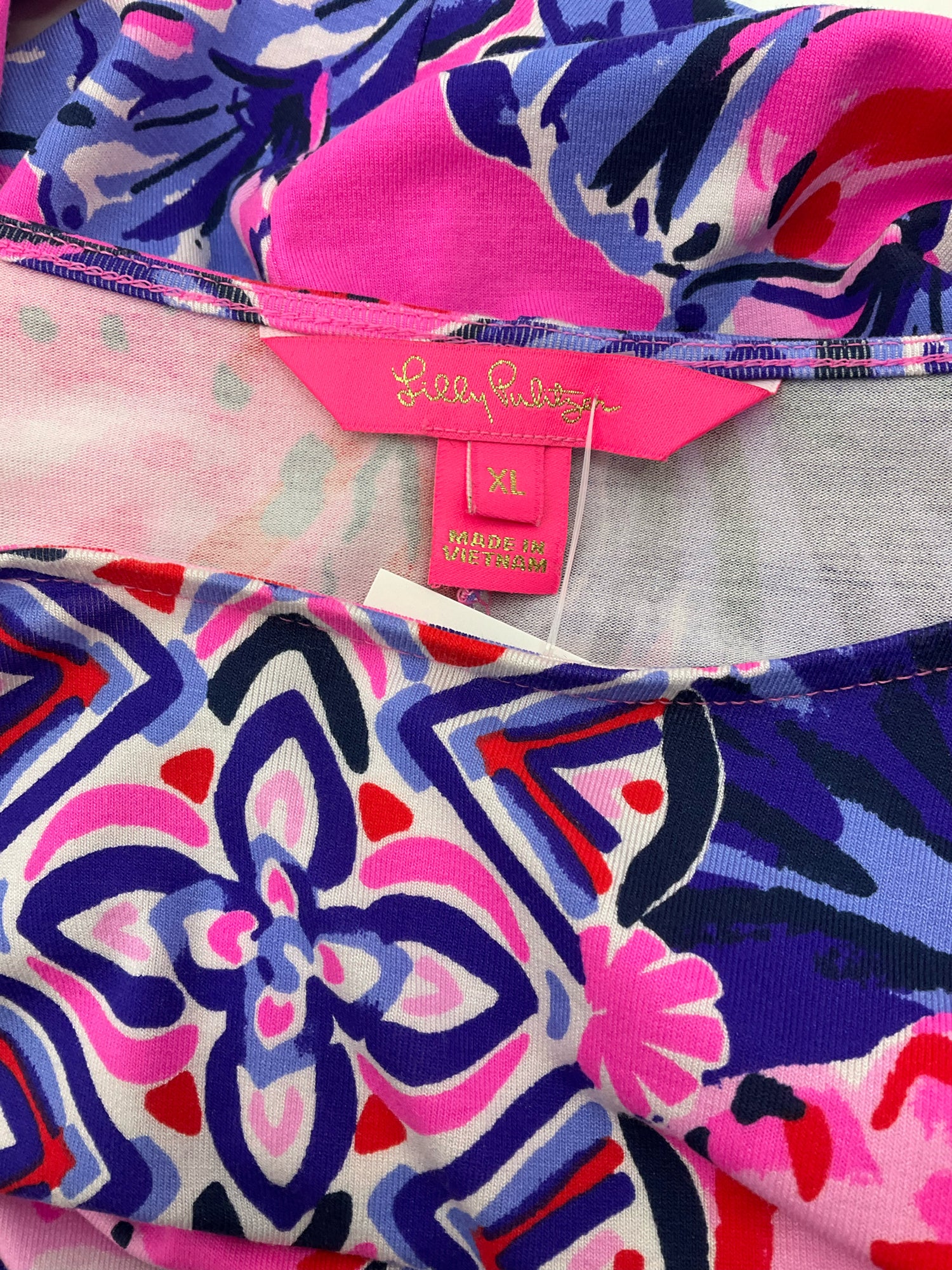 Lilly Pulitzer Pink/Blue/Red Floral Pre-Owned Ladies Dress - Size XL