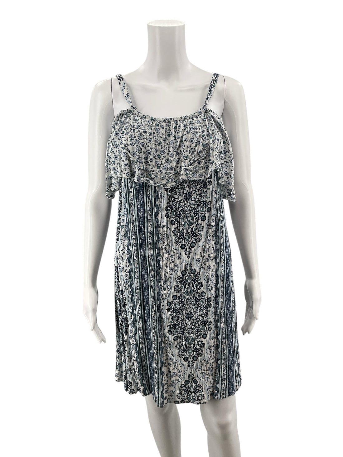 Wallflower White/Blue/Green Floral Pre-Owned Ladies Dress - Size Medium