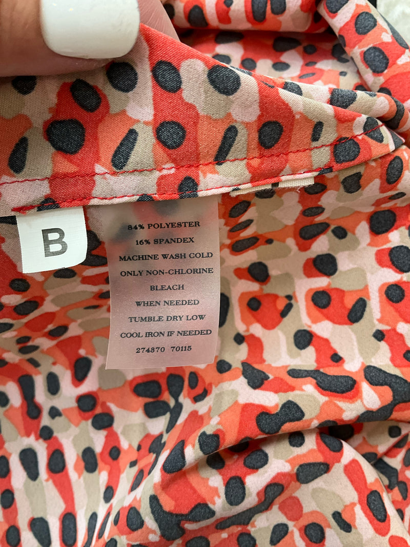 Ann Taylor Orange/Black/Tan Print Pre-Owned Ladies Top - Size 8