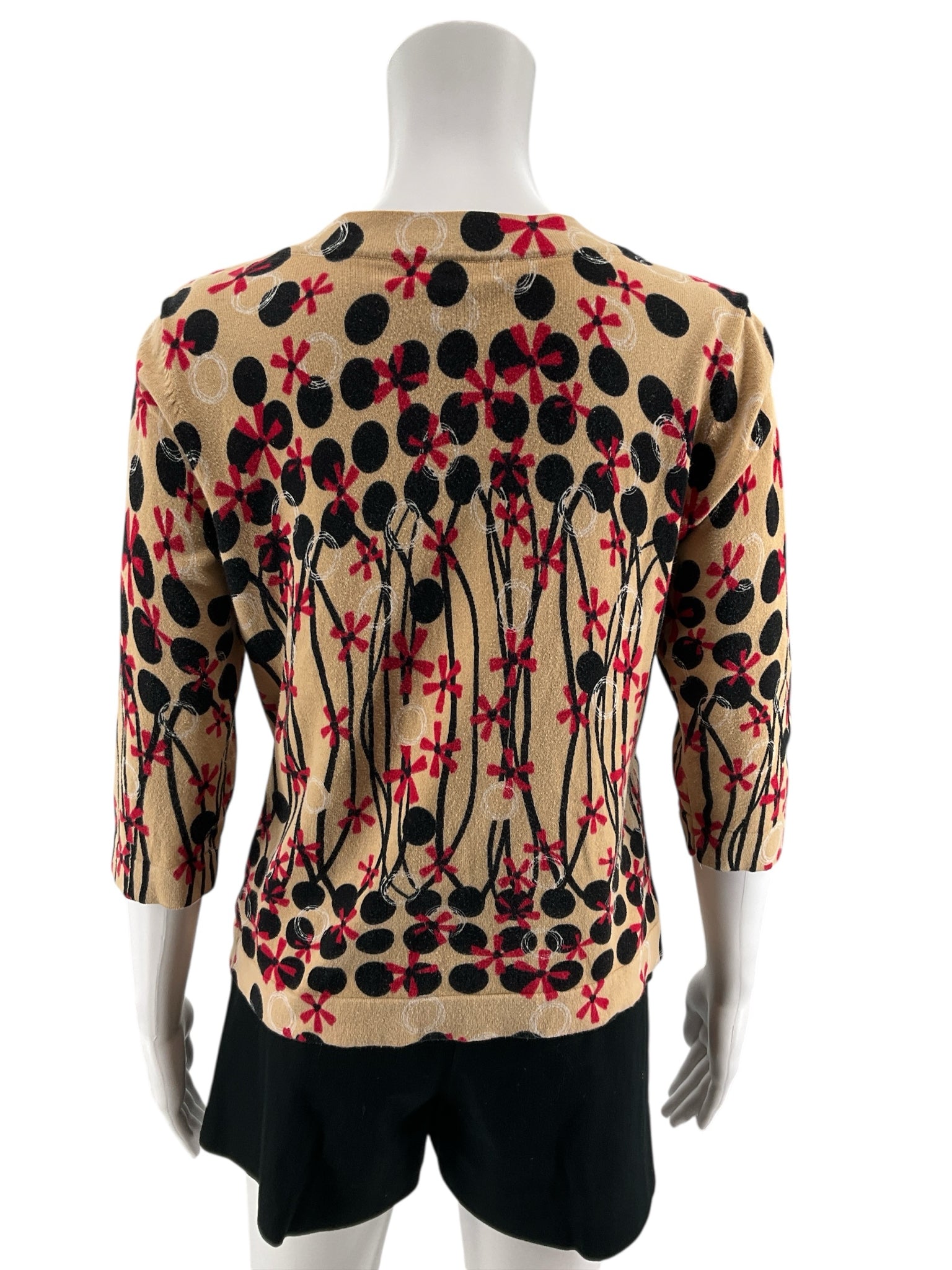 Designers Originals Petite Floral Polka Dot Cardigan Sweater Size PM