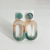 Green Acetate Two Tone OvaL Stud Earrings