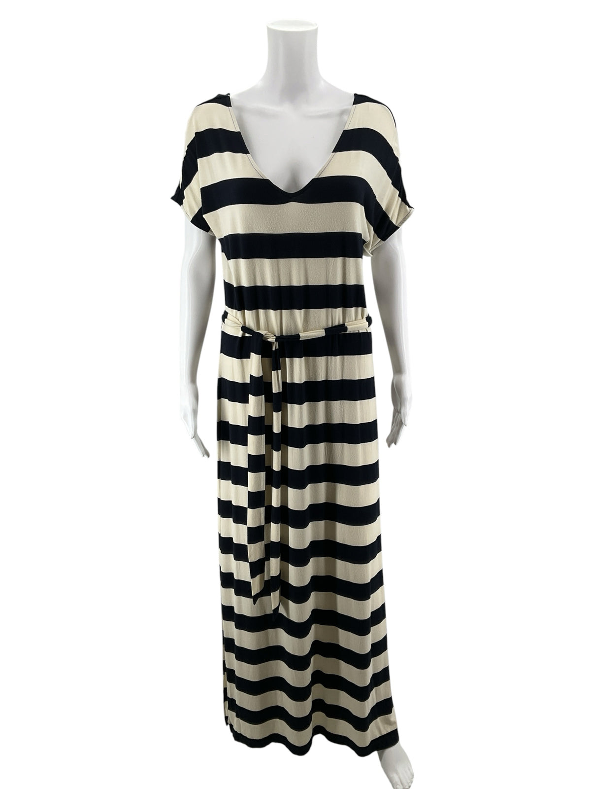 Banana Republic Navy &amp;amp; Cream Nautical Stripe Belted Maxi Dress Size Medium - ONLINE ONLY