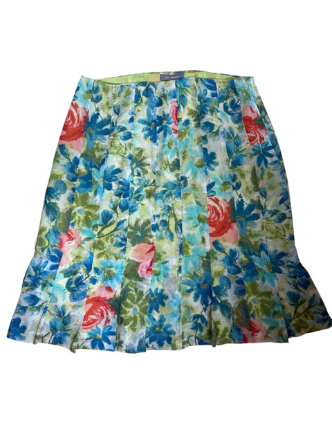 Ann Taylor green/teal Skirt Size 12 green/teal Floral Pre-Owned Ladies Skirt - Size 12