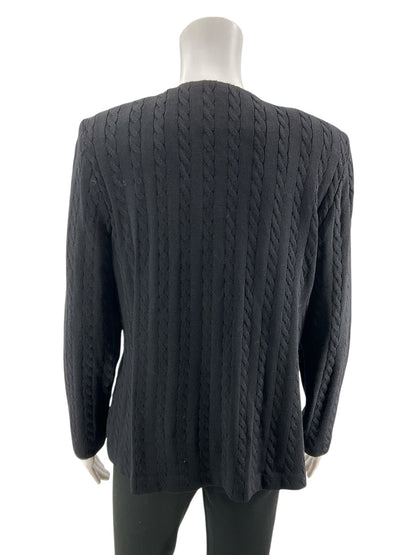 St. John Collection by Marie Gray Black Cable Knit Button Front Cardigan Size 8