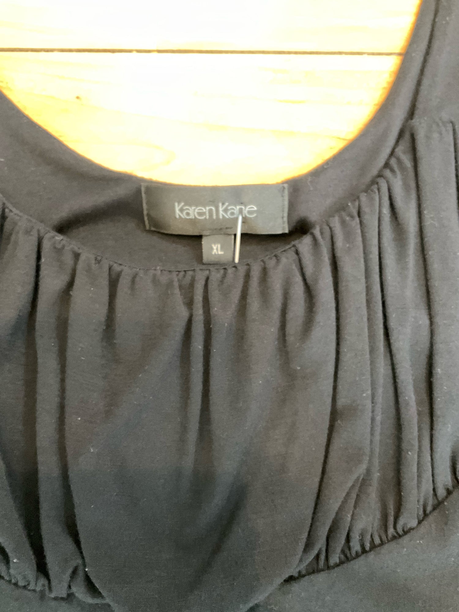 Karen Kane Ruched Bust Scoop Neck Tank Top Black XL Stretch USA Made