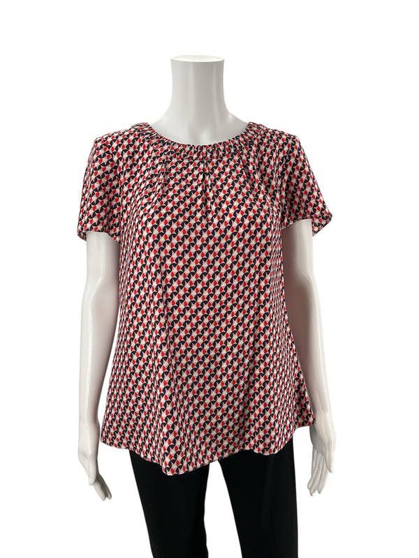 Boden Red/White/Blue/Pink Print Pre-Owned Ladies Top - Size 8