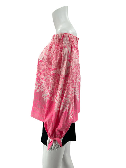 Lilly Pulitzer Size S pink/white Floral Pre-Owned Ladies Casual Top - Downstairs