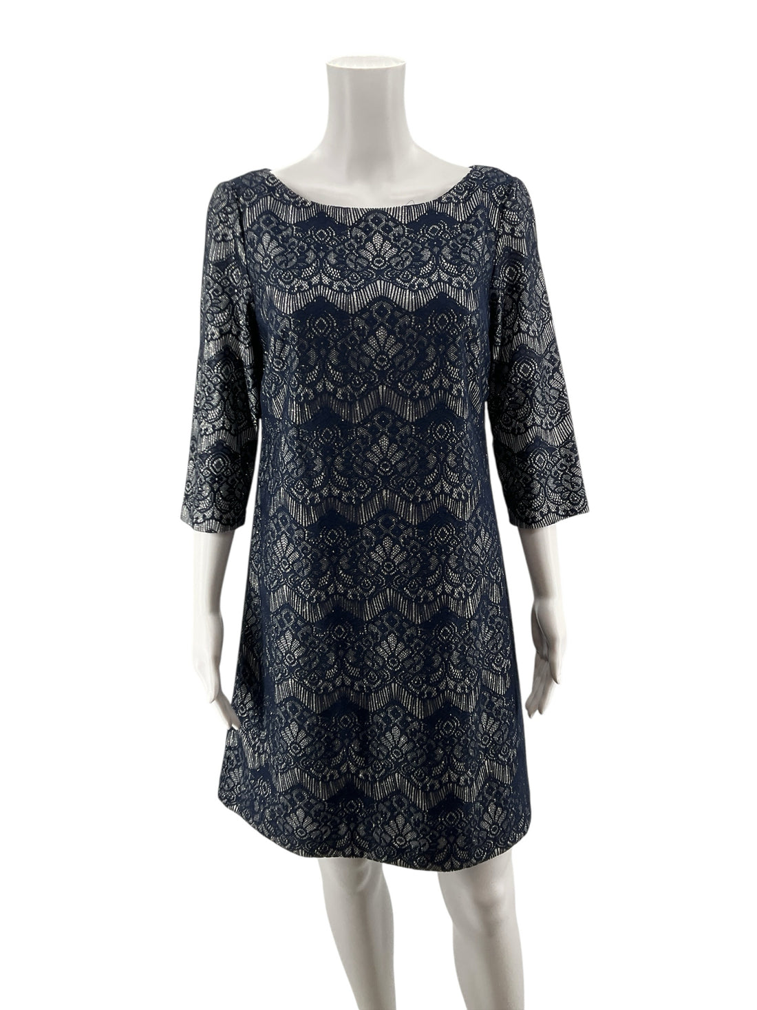 Jessica Howard NWT Navy Blue &amp; Silver Metallic Sparkle Sheath Dress | 12P