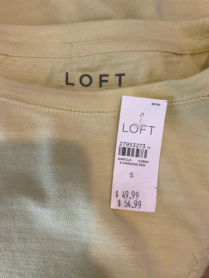LOFT Yellow Short Sleeve Yellow Embroidered Medallion Slub Knit Tee Top NWT Size Small - Size S