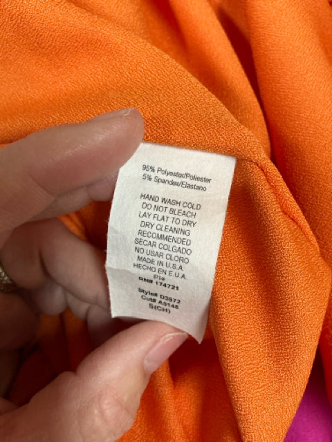 Carole Christian pink/orange Shift Pink Orange Colorblock Ruffle Hem Shift Dress Size Small - Size S