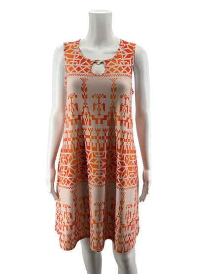 Simple Fun Women’s Size Small Tan Orange Geometric Sleeveless Dress- ONLINE ONLY