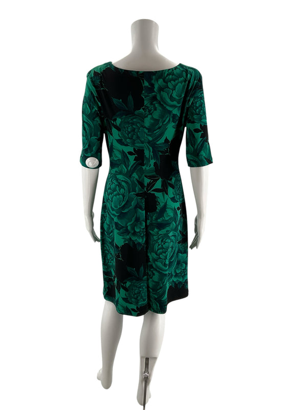 Connected Apparel Green Floral Pre-Owned Ladies Dress - Size 10