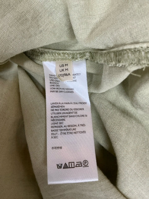 Banana Republic Linen-Blend Puff-Sleeve Utility Shirt Sage Green Size Medium - ONLINE ONLY