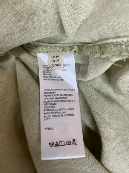 Banana Republic Linen-Blend Puff-Sleeve Utility Shirt Sage Green Size Medium - ONLINE ONLY
