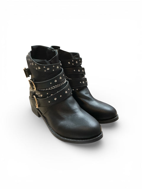 No Brand Black Studded Pre-Owned Ladies New With Tags Boots - Size 8/8.5 - Margaret’s Fine Consignment