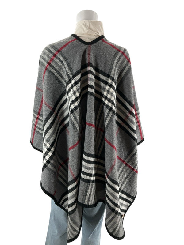 No Brand Gray/Red/Black Plaid Pre-Owned Ladies Shrug - Size One Size Fits Most