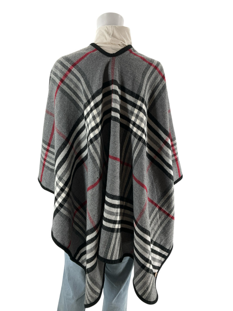 No Brand Gray/Red/Black Plaid Pre-Owned Ladies Shrug - Size One Size Fits Most