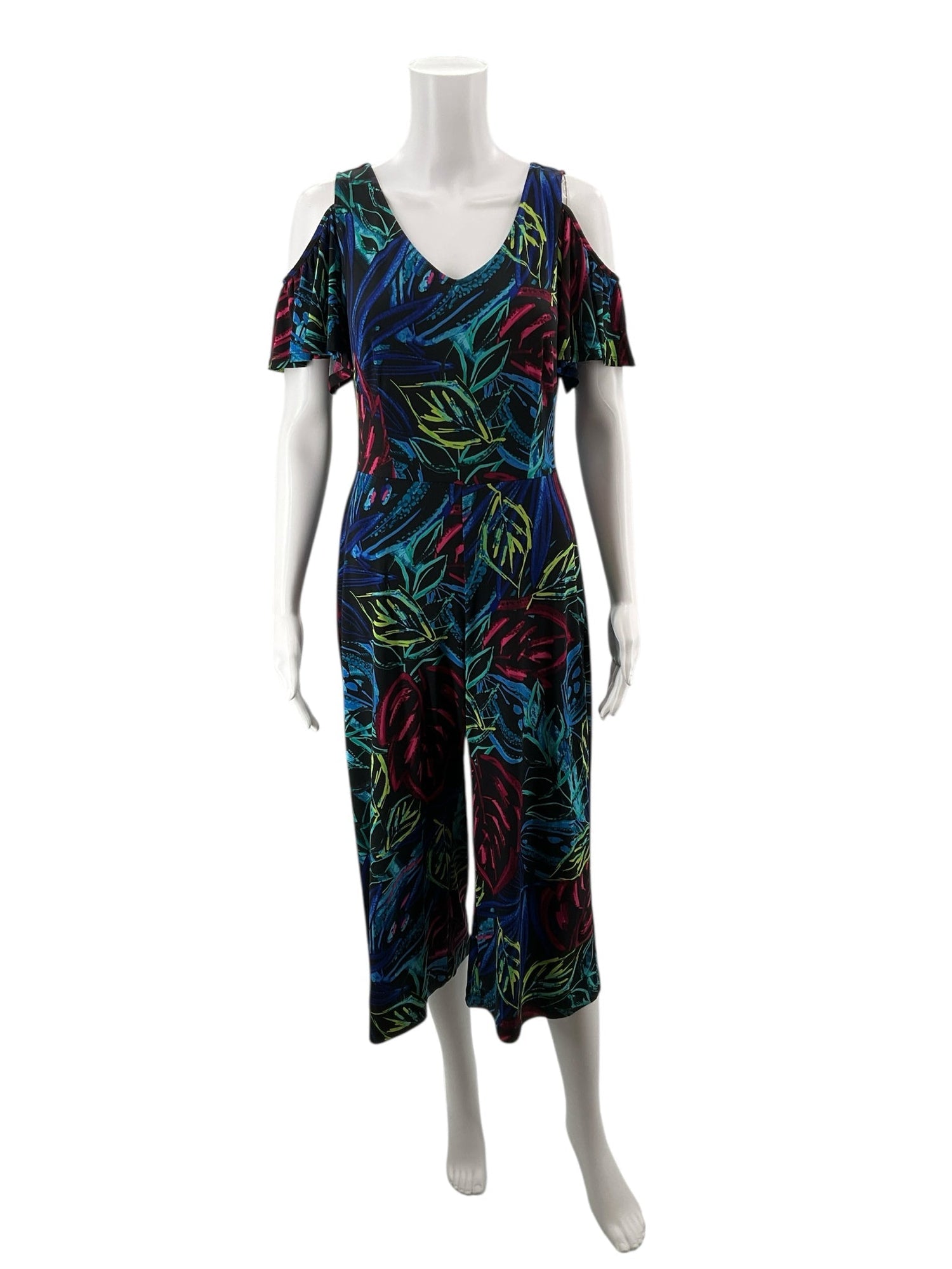 Connected Apparel Black/Pink/Blue/Green Print Pre-Owned Ladies Jumper - Size 6 Petite