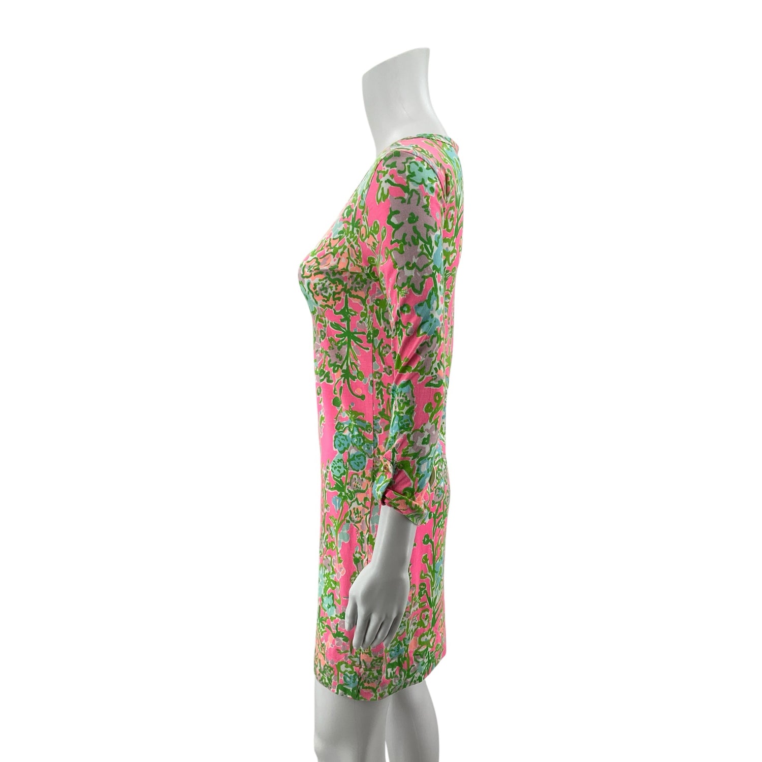 Lilly Pulitzer Marlowe Dress XS Pink Floral Lobstah Roll Pima Cotton