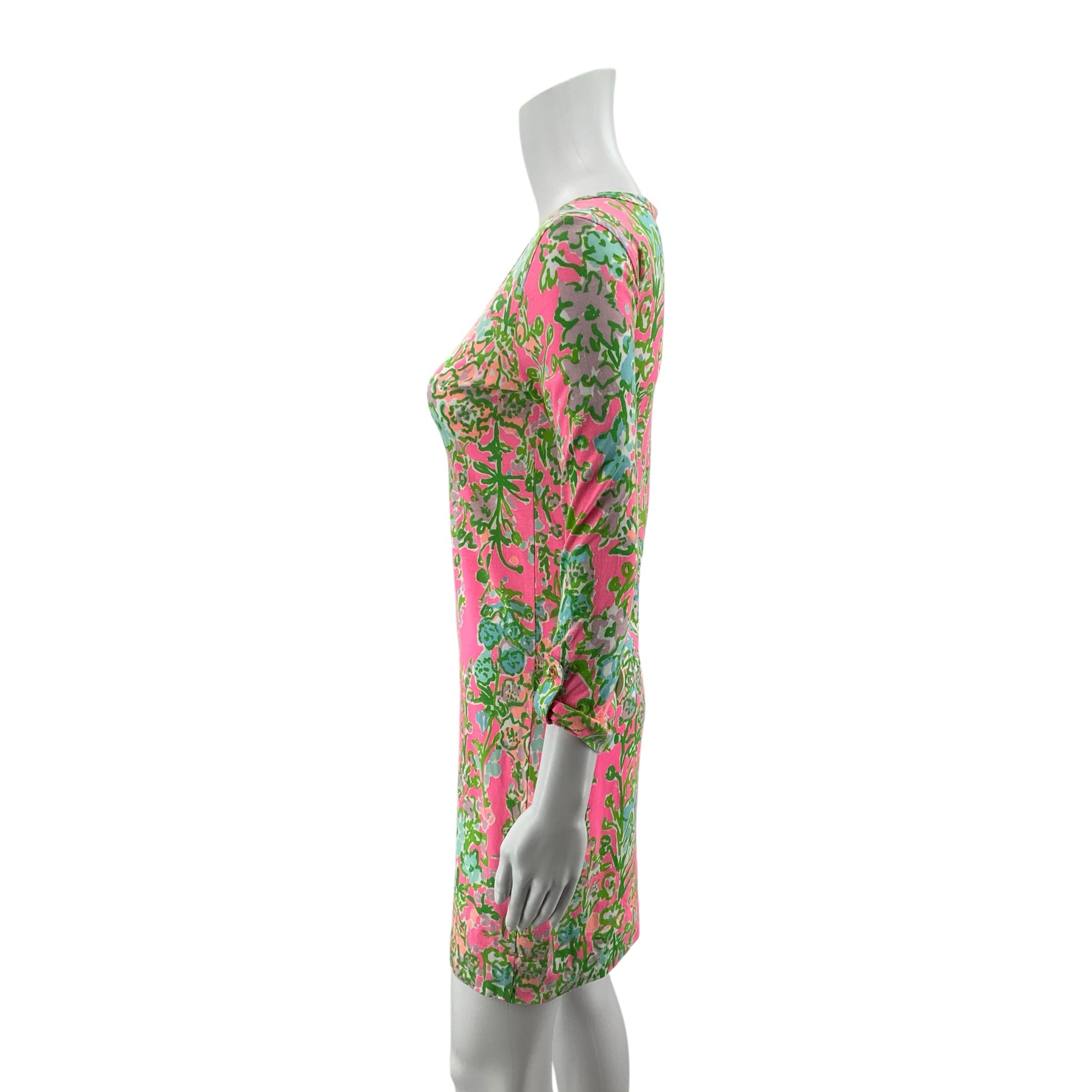Lilly Pulitzer Marlowe Dress XS Pink Floral Lobstah Roll Pima Cotton