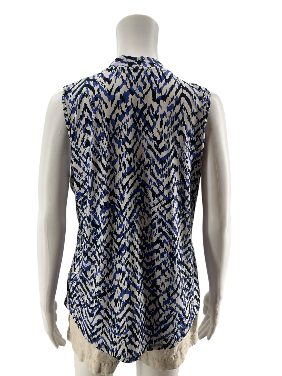 Jones New York Abstract Animal Print Sleeveless Blouse Top Gold Bar Medium