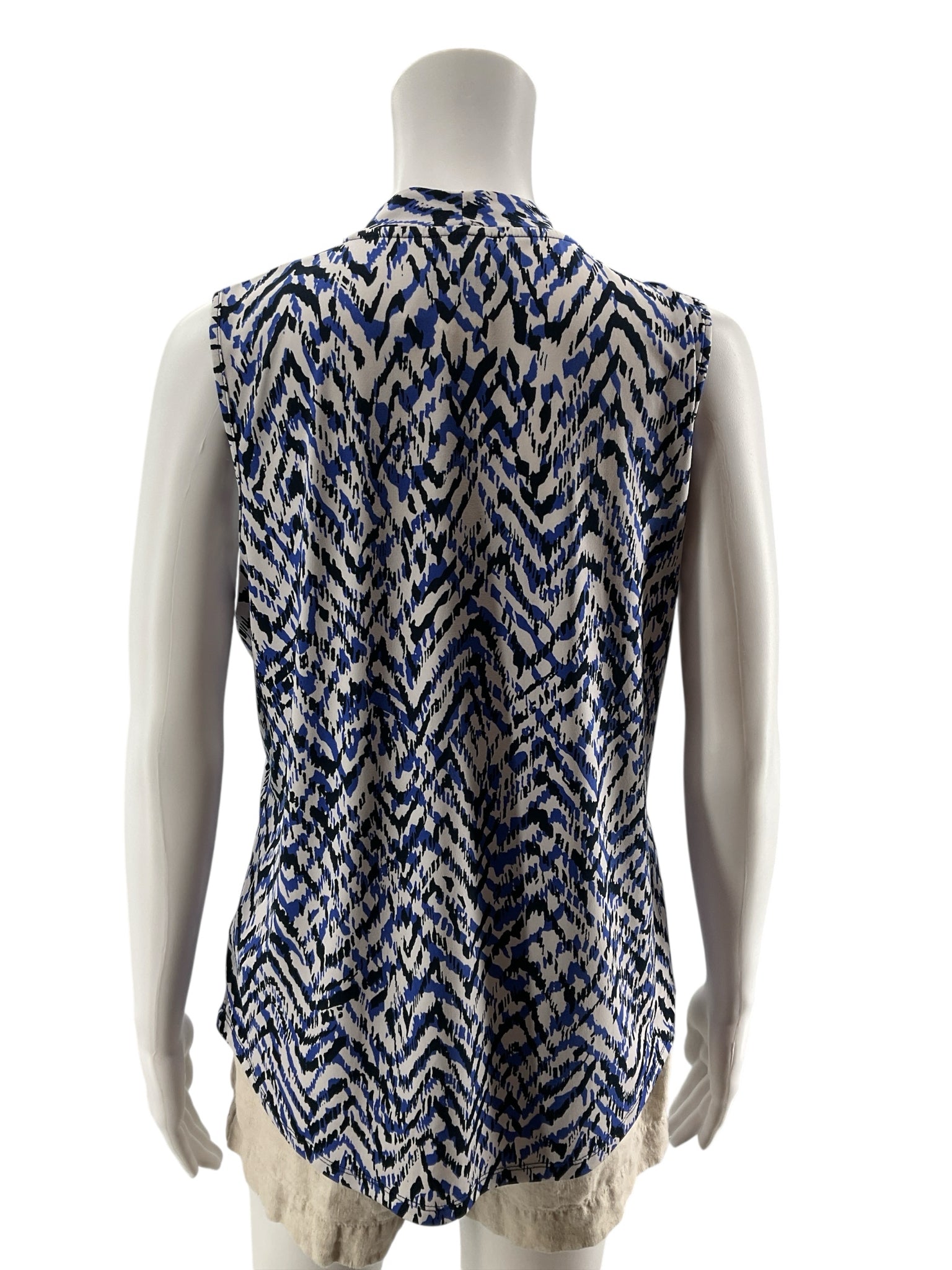 Jones New York Abstract Animal Print Sleeveless Blouse Top Gold Bar Medium