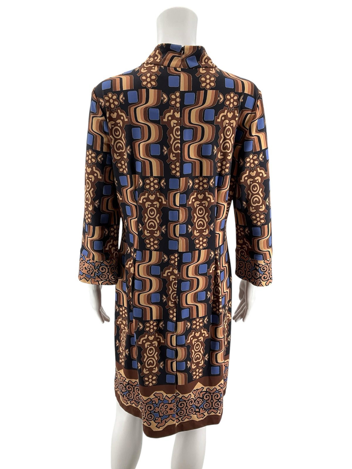 J. McLaughlin Catalina Cloth Geometric Print Mock Neck Dress Size Medium