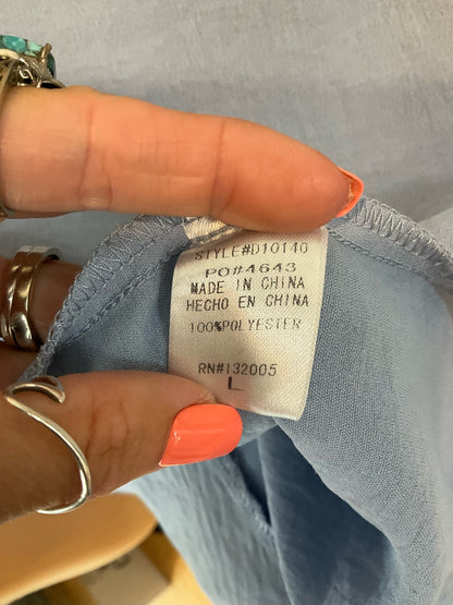 Entro Baby Blue Off-Shoulder Flutter Sleeve Ruffle Mini Dress | Size Large