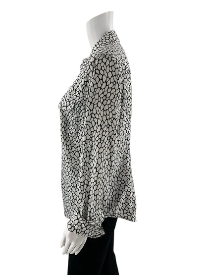 MK -  white/black Print Pre-Owned Ladies Casual Top - Size L