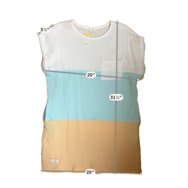 simply southern white/aqua/yellow Mini Coastal Stripe Gauze Tunic Dress White Aqua Yellow Size S/M - Size S/M