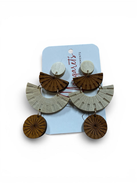 Geometric Wood &amp; Resin Boho Dangle Earrings - Margaret’s Fine Consignment