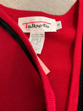 Talbots red/black Sleeveless Red Wool Vest Black Velvet Trim Frog Closure Cropped Size Medium - Size M
