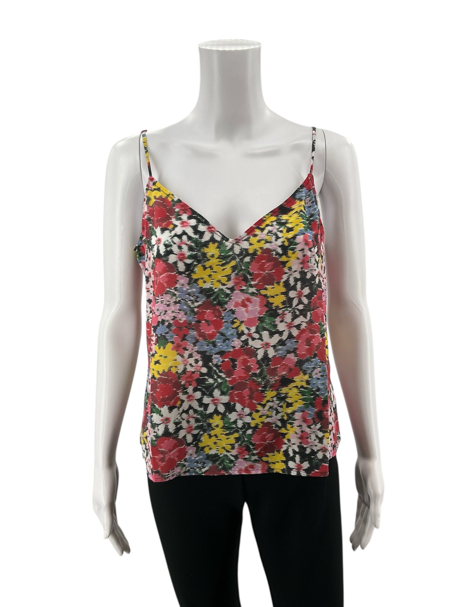 Boden red/blue/yellow/white Sleeveless Abstract Floral 100% Silk Cami Top Size 6 - Size 6