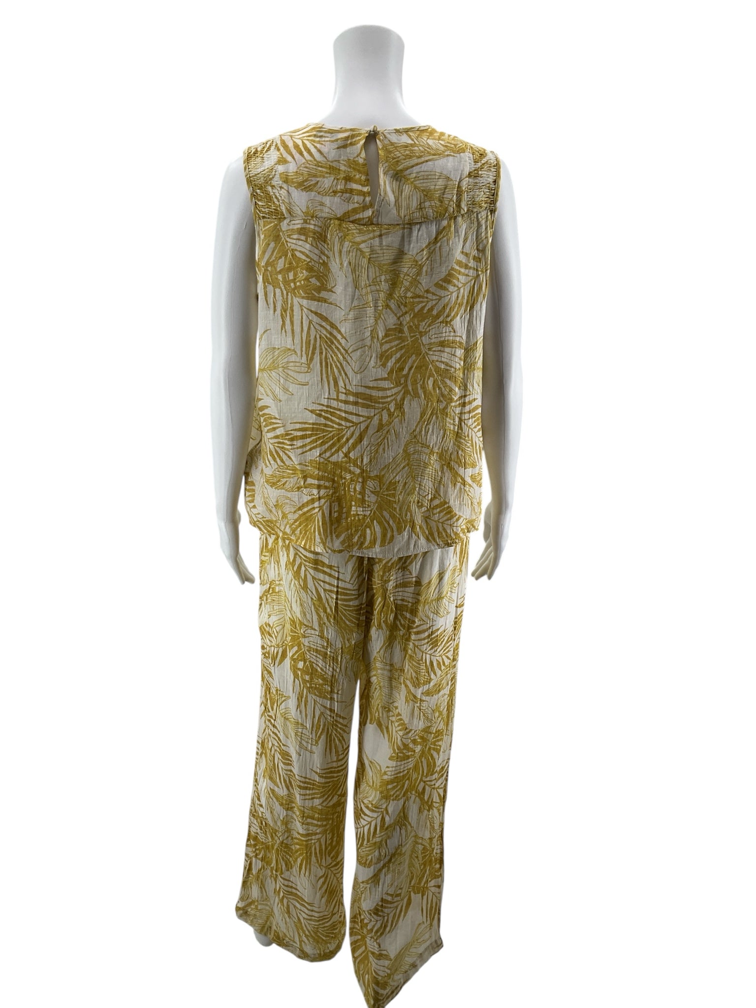 Nanette Lepore Mustard Palm Leaf 2-Piece Set Top &amp; Pants | Size Medium