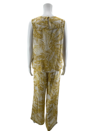 Nanette Lepore Mustard Palm Leaf 2-Piece Set Top &amp; Pants | Size Medium