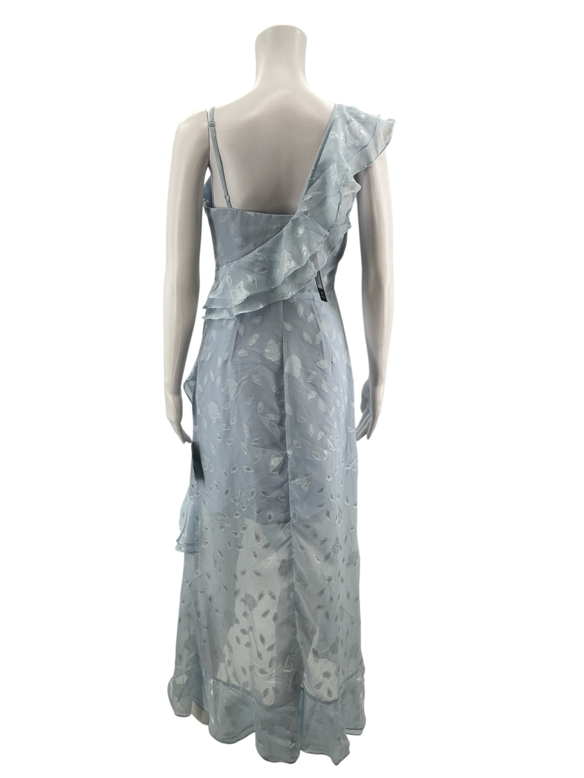 Lulus Dreamy Date Light Blue Floral Jacquard Ruffled Midi Dress Size Small NWT - ONLINE ONLY