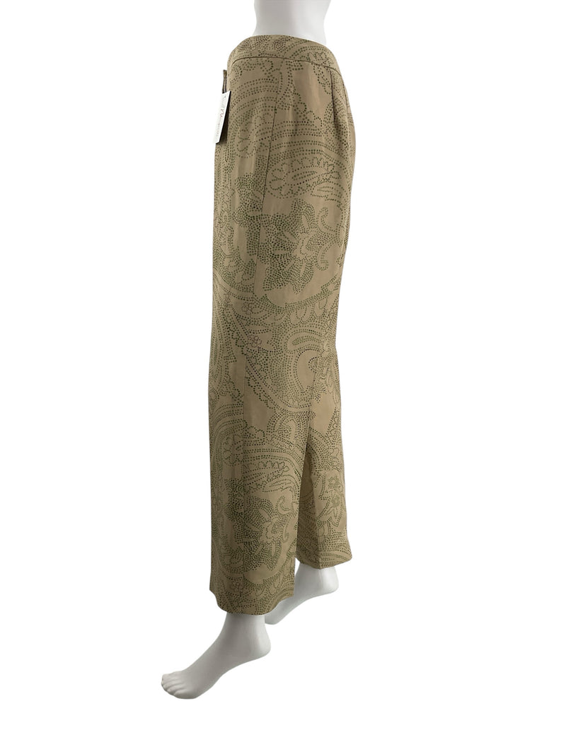Talbots Tan/Green Print Pre-Owned Ladies Pants - Size 4 Petite