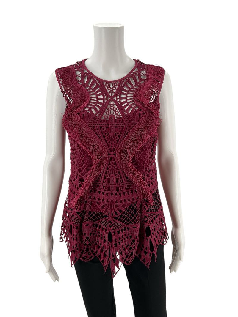 Venus Maroon Lace Pre-Owned Ladies Top - Size 4