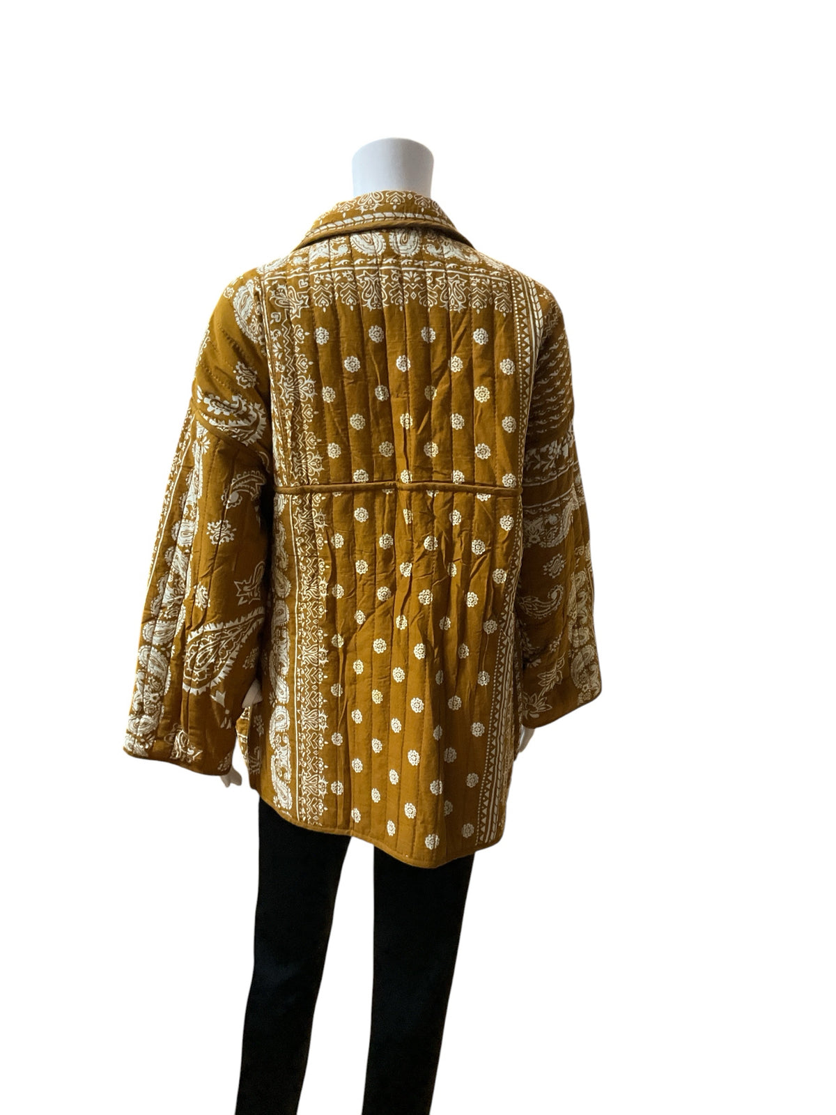 Anthropologie Dolly Patchwork Quilted Jacket Mustard Bandana Boho OS NWT