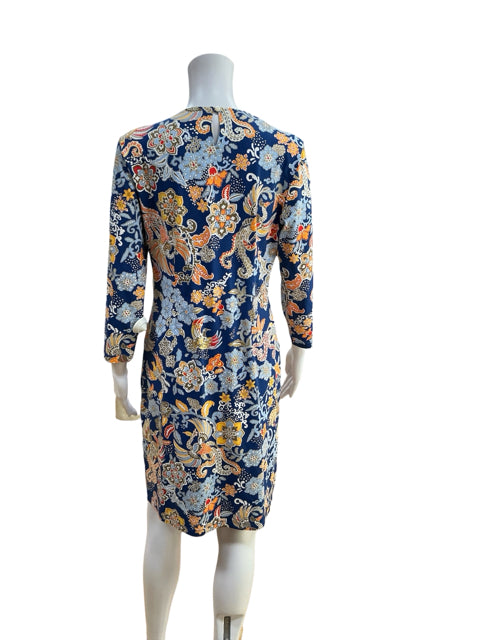 J. McLaughlin Catalina Cloth Floral Paisley Sheath Dress Blue Multi Size Medium