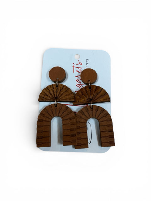 Wooden Geometric Arch Dangle Earrings - Margaret’s Fine Consignment
