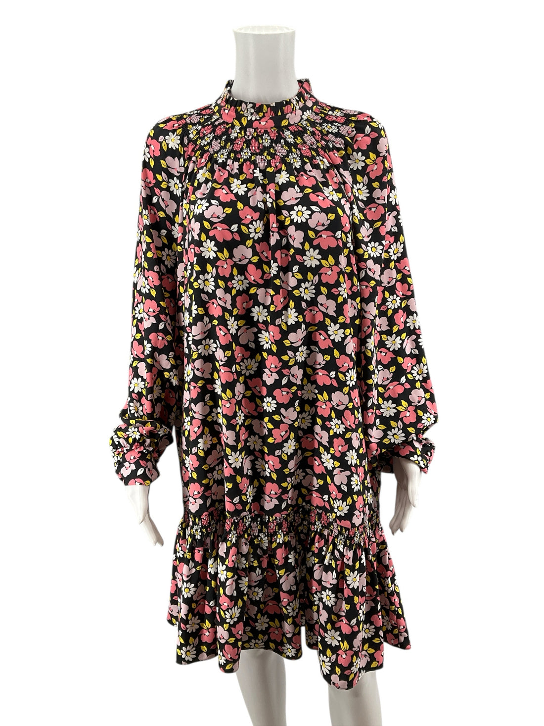 Kate Spade Black/Salmon/Pink/Yellow Floral Pre-Owned Ladies Dress - Size Large