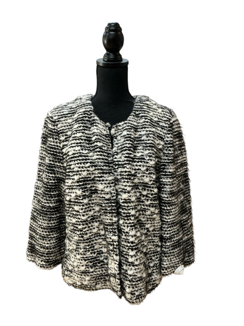 St. John Couture Eyelash Bouclé Knit Jacket Black White Size 16 NWT