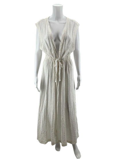 LuLu Boho Creamy Ivory Open-Knit Maxi Duster Vest Size Medium - ONLINE ONLY