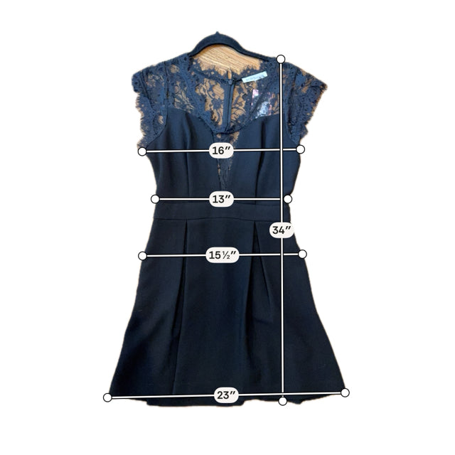 BCBGeneration Black Lace Yoke Pleated Skater Dress Size Small