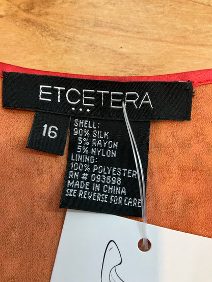 Etcetera Silk Blend Mosaic Print Tassel Tie V-Neck Tank Top Size 16