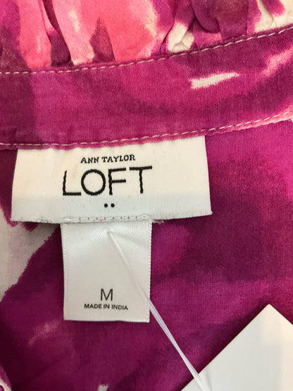 loft Size M white/purple Floral Pre-Owned Ladies Casual Top - Downstairs
