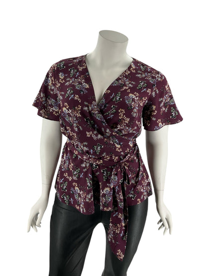 Loft Plum/Multi Floral Pre-Owned Ladies Casual Top -  Size 18