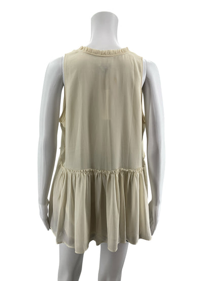 Ann Taylor Size M ecru Solid Pre-Owned Ladies Casual Top - Downstairs