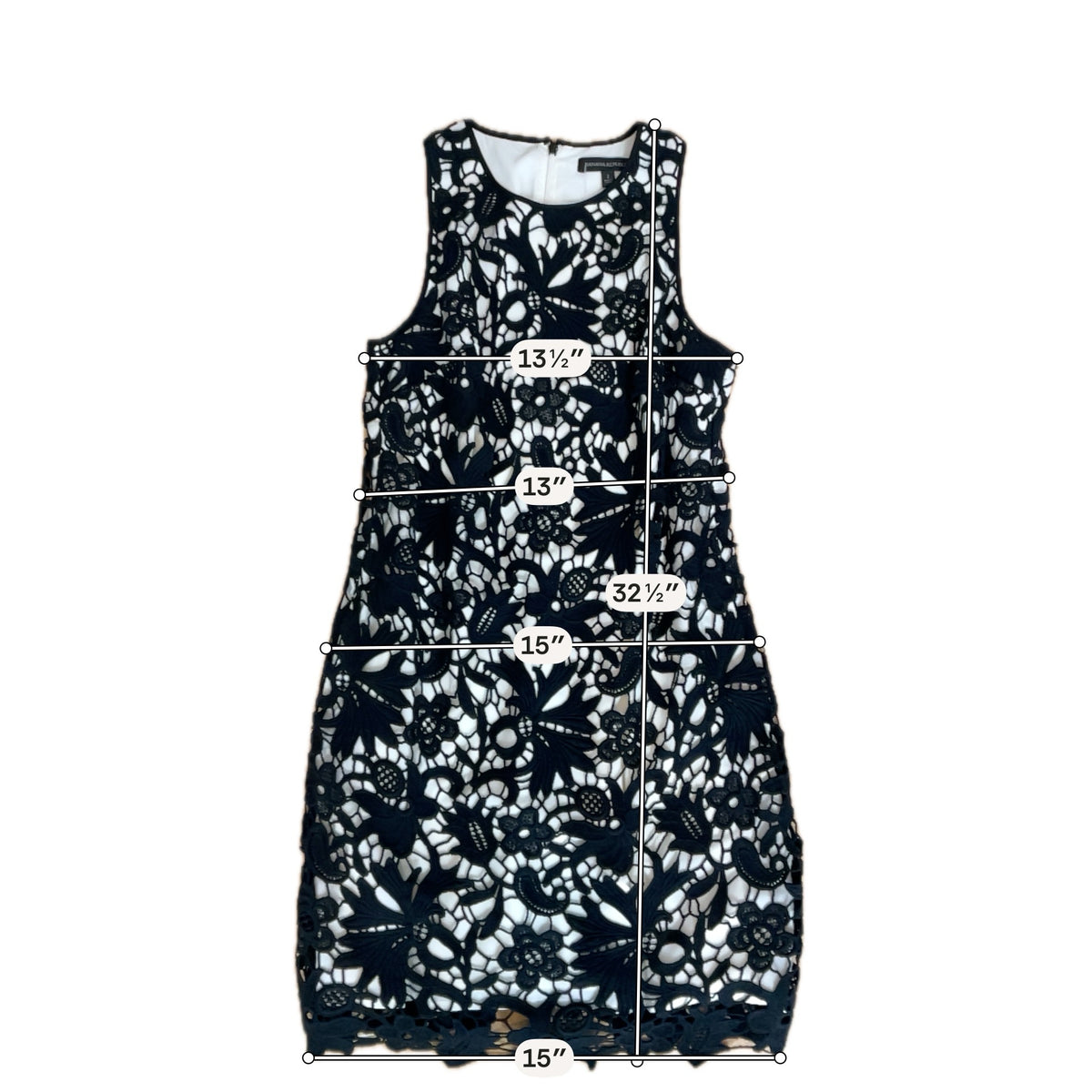 Banana Republic Black, White Embroidered Lace Sleeveless Sheath Dress Size 2 - ONLINE ONLY
